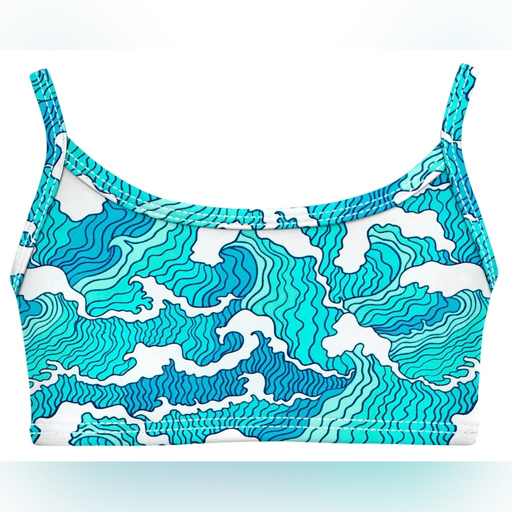 354 NWT City Threads Made in USA Girls Bikini Top w UPF50+ Sun Protection Sz: 2T